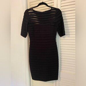 Adrianna Papell Black Striped Midi Dress